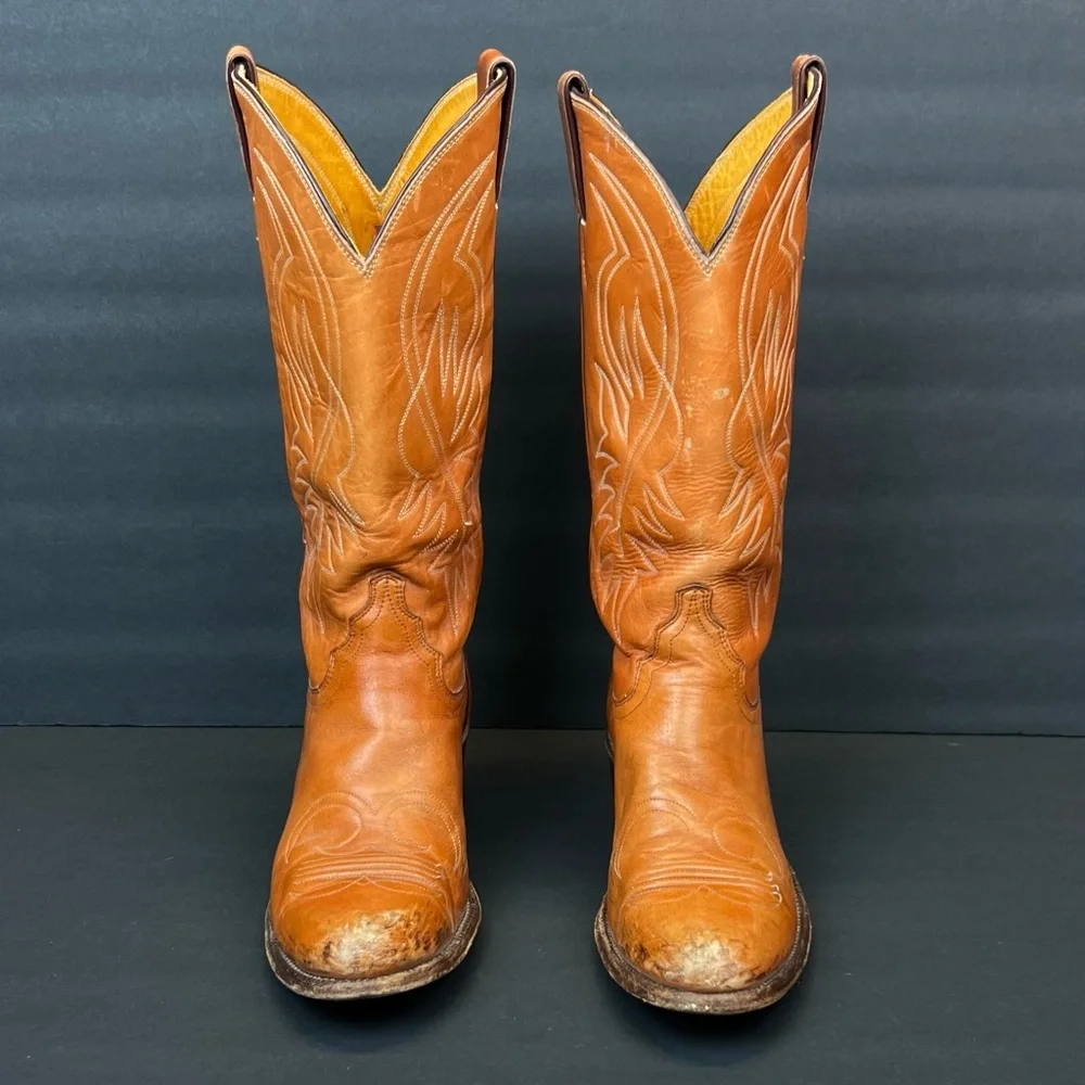 Justin Boots Tan Leather Western Ankle Booties